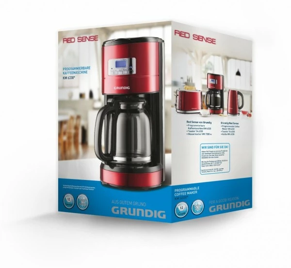 Kaffeemaschinen Grundig KM 6330 Kaffeeautomat Mit Timer Metallic-rot/edelstahl 2 Kaffeemaschinen Grundig KM 6330 Kaffeeautomat Mit Timer Metallic-rot/edelstahl – Bild 2